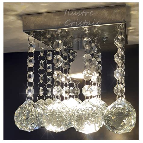 Lustre Plafon Cristal Verdadeiro K9 14x14 Cm Alt 13 Cm Leroy Merlin