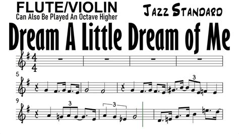 Dream A Little Dream Of Me Flute Violin Sheet Music Backing Track Play Along Partitura Youtube