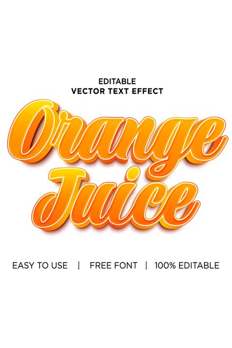 Orange Juicy 3d Text Effects Vector Illustrations New Text Style Eps