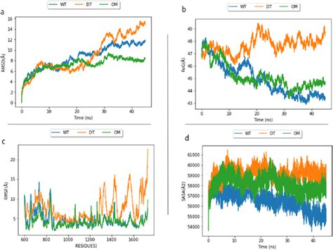 Comparative A RMSD B RoG C RMSF And D SASA Profile Plots Of