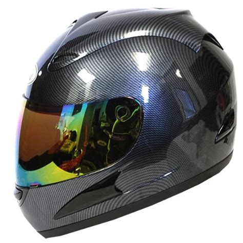 Discount Motorcycle Street Bike Fiber Carbon Black Full Face Adult Helmet Bonus One Clear