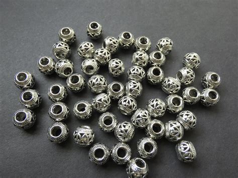 50 Pack Of 11x9mm Bicone Beads Detailed Bicone Metal Bead Metal