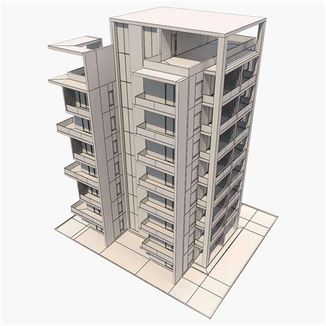 Apartment Building 9 3d Model By Virtual3d