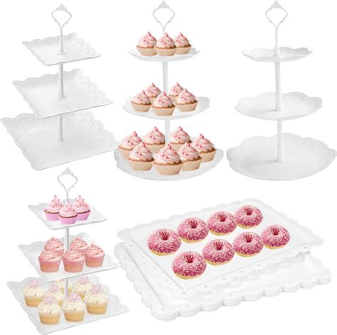 Amazon Tosnail Pack Tiers White Plastic Cupcake Stand Dessert