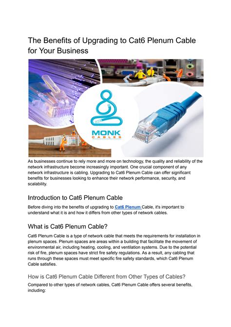 The Benefits Of Upgrading To Cat6 Plenum Cable For Your Business By Monkcables Issuu