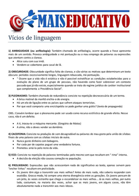 Aula Sobre V Cios De Linguagem Pdf