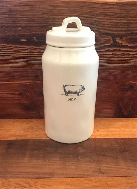 Rae Dunn Farm Line Pig Oink Canister On Mercari Glass Cookie Jars