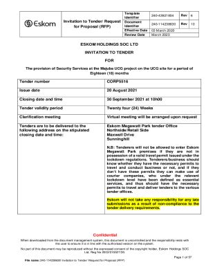 Fillable Online Eskom Request For Proposal RFP Fax Email Print