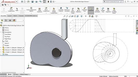 Cam Profile Design For Offset Knife Edge Follower In Solidworks Youtube