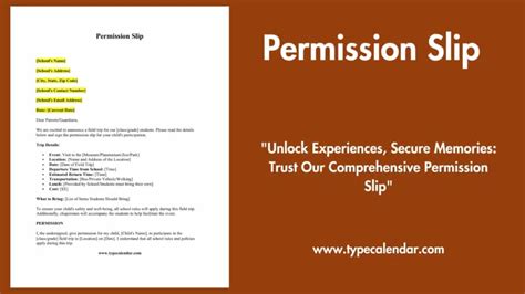 Free Printable Permission Slip Templates Pdf Word Editable