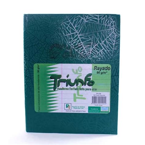 Cuaderno Triunfo Forrado Verde Hojas Rayadas