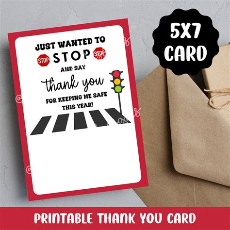 Crossing Guard Thank You Card Gift Card Holder Thank You Card Printable