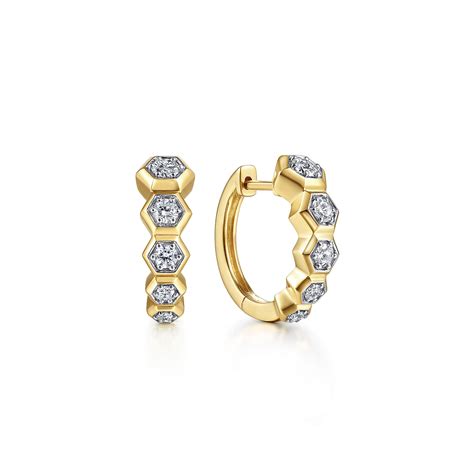 14K Yellow Gold Layered 10mm Diamond Huggie Earrings EG13665Y45JJ