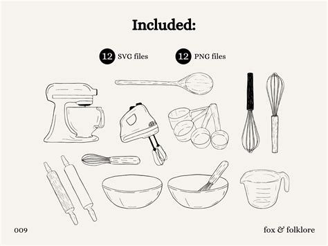 Baking Tools Svg Clipart Baking Svg Hand Drawn Mixer Svg Etsy