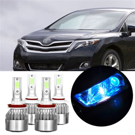 4X COB LED Headlight Kit High Low Beam Bulbs For Toyota Venza 2009 2016