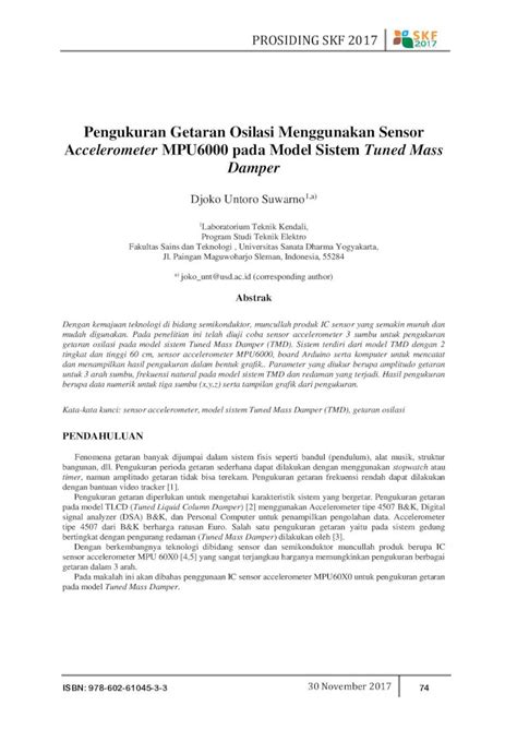 Pdf Pengukuran Getaran Osilasi Menggunakan Sensor Ccelerometer