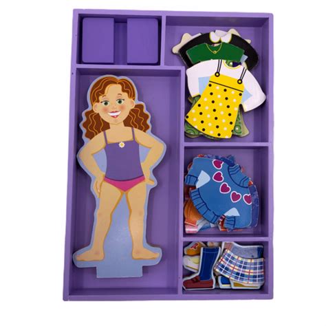 Melissa And Doug Wooden Magnetic Dress Up Doll With Stand Maggie Leigh