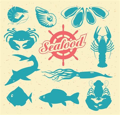 Premium Vector Set Of Labels For Seafood Restaurant