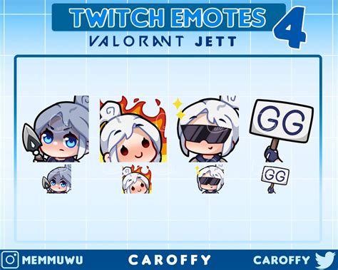 Cute Valorant Jett Emotes Bundle Set Twitch Discord Youtube Etsy