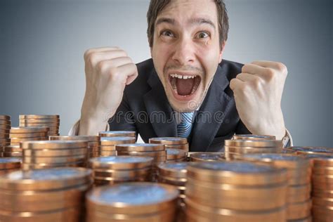 Happy Millionaire Men Hold Money Isolated On White Background