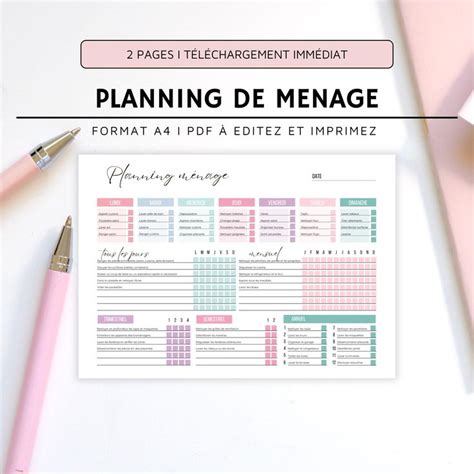 Planning M Nage Fran Ais Check List Nettoyage Pdf A Checklist