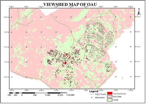 2 Viewshed Map Of OAU Showing Visible And Invisible Areas In The