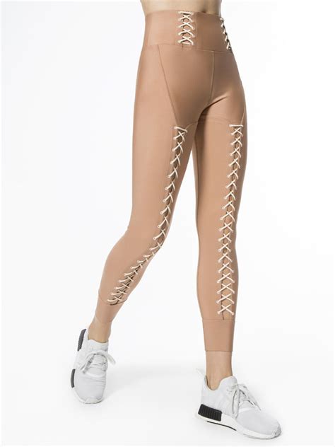 Lace Up Corset Leggings In Toasted Nut By Jonathan Simkhai X Carbon38