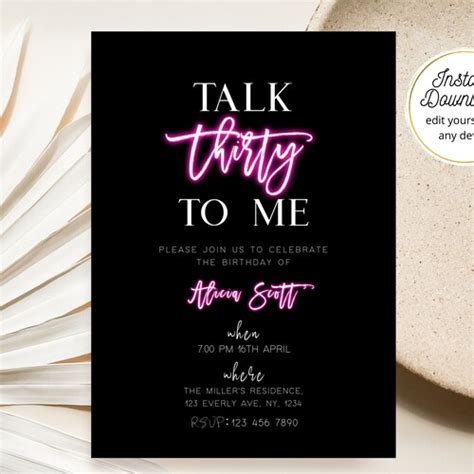 Digital Tropical Talk Thirty To Me Th Birthday Invitation Etsy