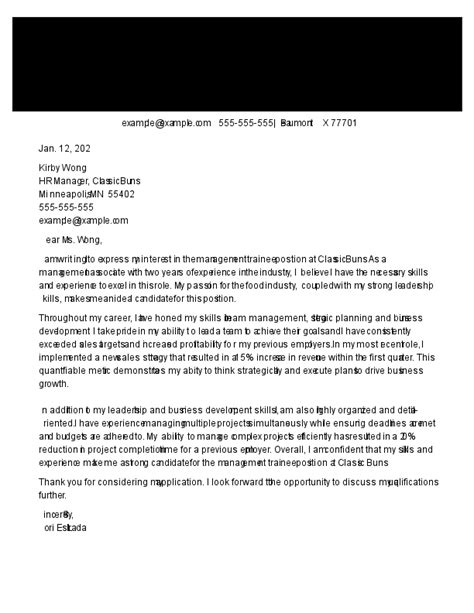 Management Trainee Cover Letter Template Kickresume Hot Sex Picture