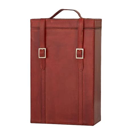 Litton Lane 2 Bottle Red Leather Modern Wine Holder 041334 The Home Depot