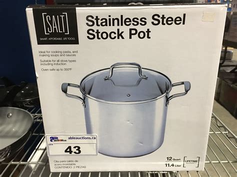 SALT STAINLESS STEEL STOCK POT 12 QUART - Able Auctions