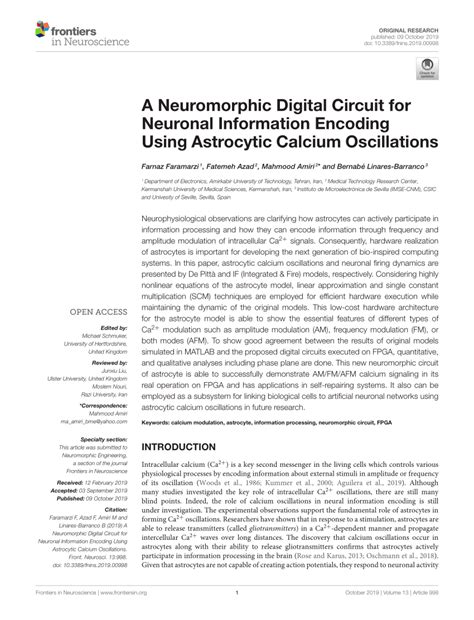 Pdf A Neuromorphic Digital Circuit For Neuronal Information Encoding