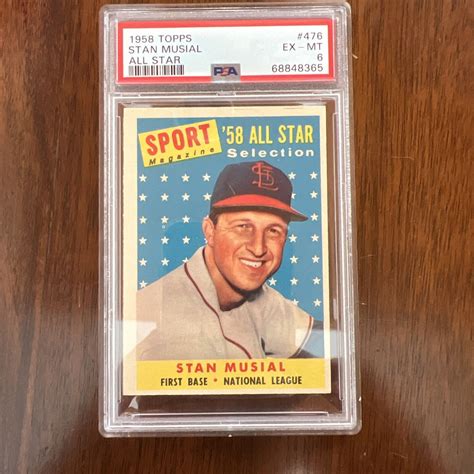 Topps Stan Musial All Star St Louis Cardinals Psa Ex Mt