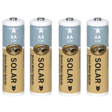 Hampton Bay Nickel Metal Hydride 1200 Mah Solar Rechargeable Batteries 4 Pack Bt Nm Aa 1200 D4