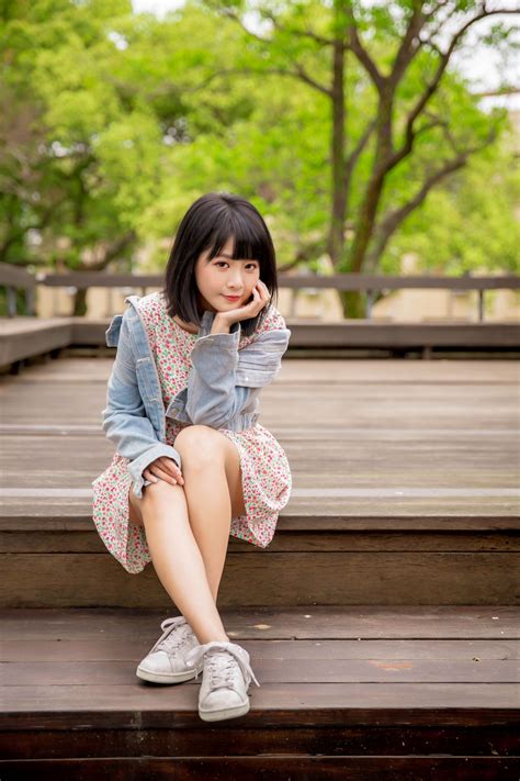 Asian Pose Sitting Dress Legs Umbrella Brunette Girl HD Phone