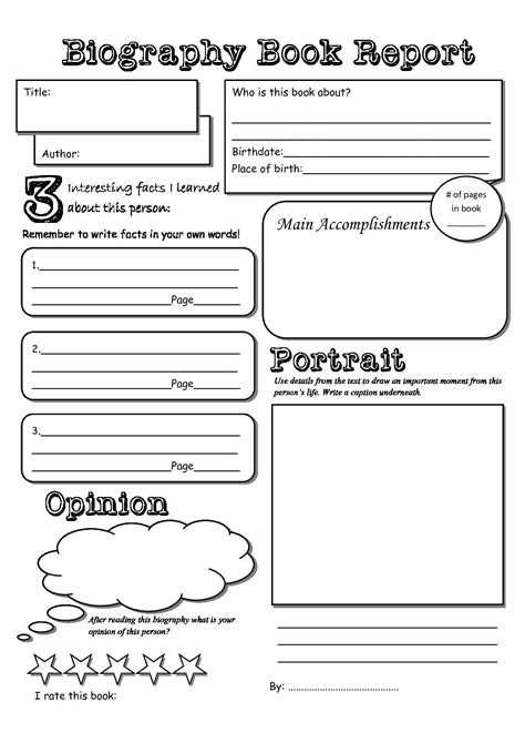 Biography Book Report Template