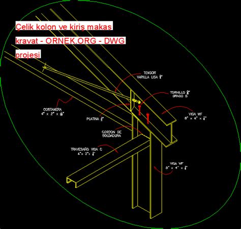 Elik Kolon Ve Kiri Makas Kravat Dwg Projesi Autocad Projeler