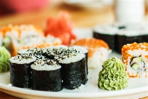 The Best Sushi Rolls, Japanese Cuisine Stock Image - Image of sauce ...