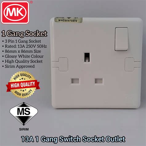 MK Heavy Duty 13A 1Gang Switch Socket Outlet For Home House Electrical