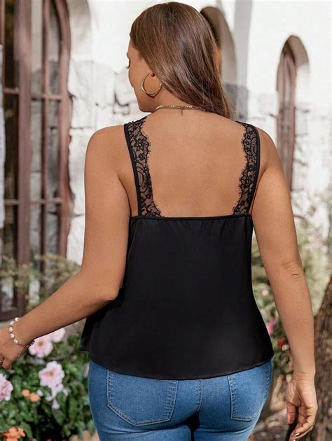 Shein Clasi Haut De Camisole Dentelle Et Taille Plus Mode En Ligne