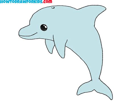 How To Draw A Cartoon Dolphin Easy Drawing Tutorial For Kids