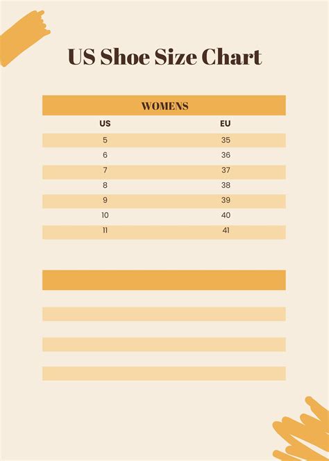 Free Shoe Size Chart Templates Printable Diagram Of Mens Shoe Size Template