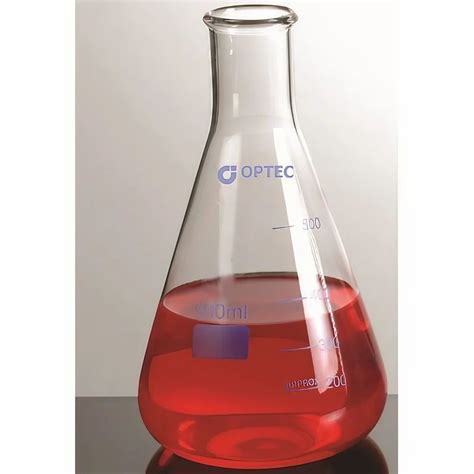 Optec Conical Flasks Erlenmeyer Narrow Mouth Borosilicate Glass Size