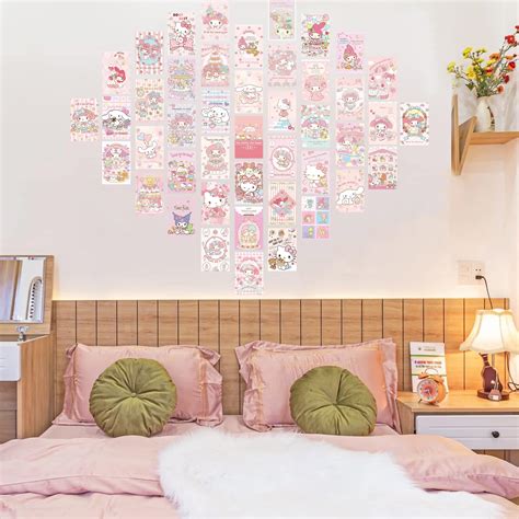 Artbiz 50pcs Anime Wall Collage Kit Aesthetic Pictures Pink Anime Photo Collection For Teen