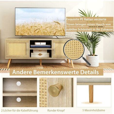 Costway Tv Schrank Holz Lowboard F R Fernseher Bis Zu Zoll