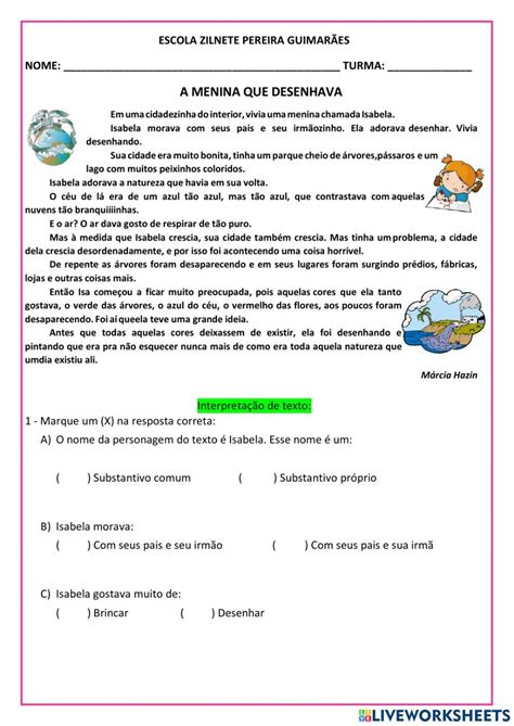 Interpretação De Texto Online - Interpretação de Texto online exercise for ensino fundamental I | Live ...