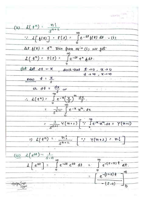 Solution Laplace Transform Elementary Functions Derivation Of