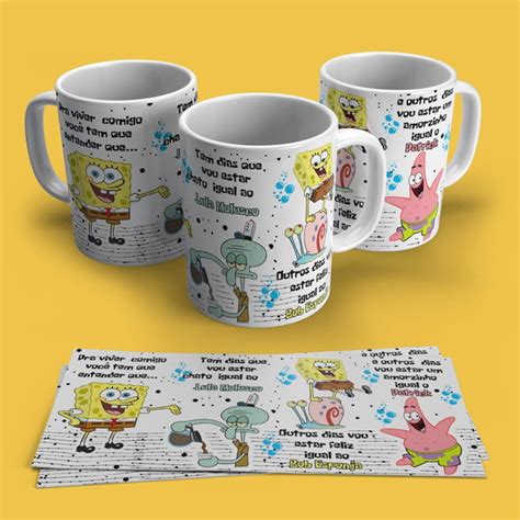 Arte Caneca Bob Esponja Arquivo Digital Produtos Elo7