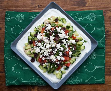 Healthy Mediterranean Layer Dip Thevegfusion