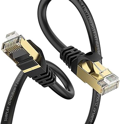 Surplay Cat8 Ethernet Network Shielded Cable26awg 40gbps 2000mhz Fftp Cordheavy Duty High